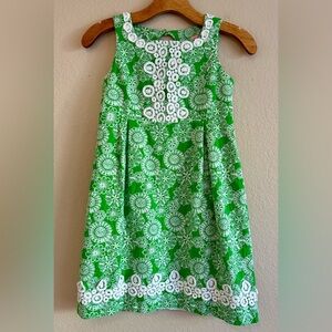 Lilly Pulitzer Mila Midi Dress Girls Size 12 Green Sleeveless Shift Embroidery